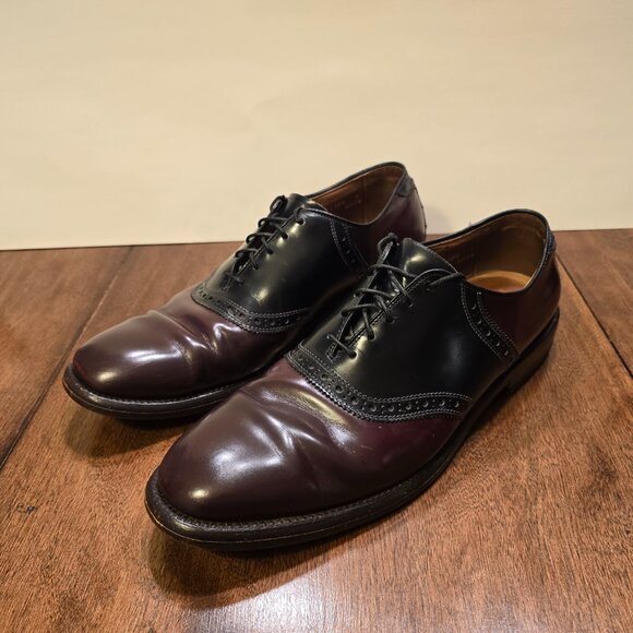 ALLEN EDMONDS Polo Men's Size 9B Two Tone Oxblood Saddle Dress Shoes Made in USA - Picture 2 of 15